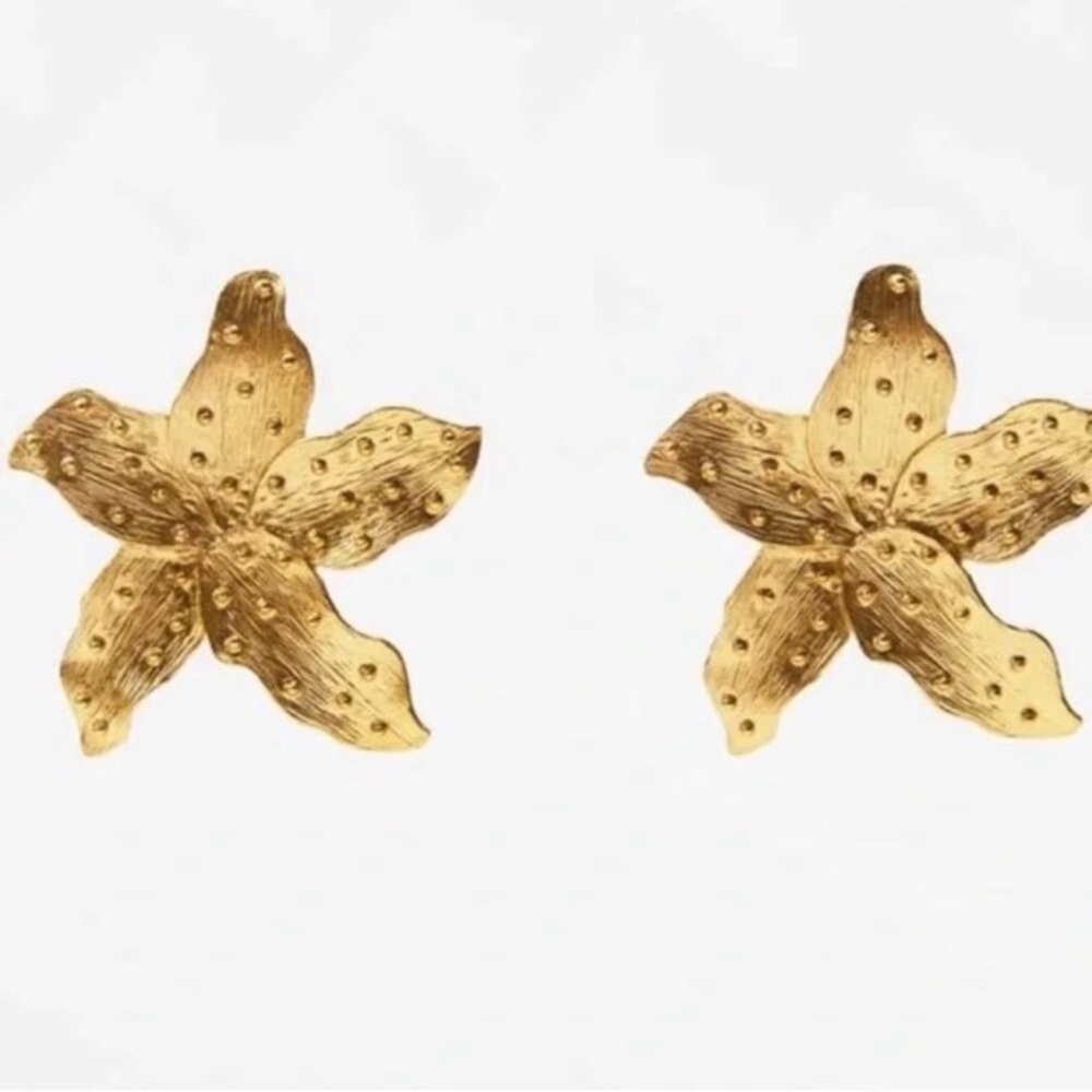 Zara STARFISH GOLD EARRINGS - Picture 5 of 7